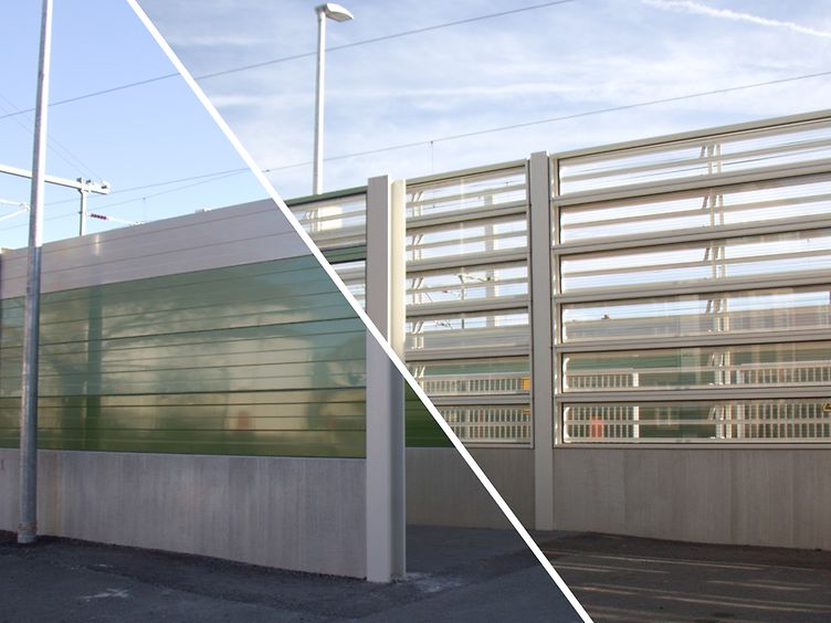 Vorher Nachher-Foto MetaWindow rail am Bahnhof Hirschaif